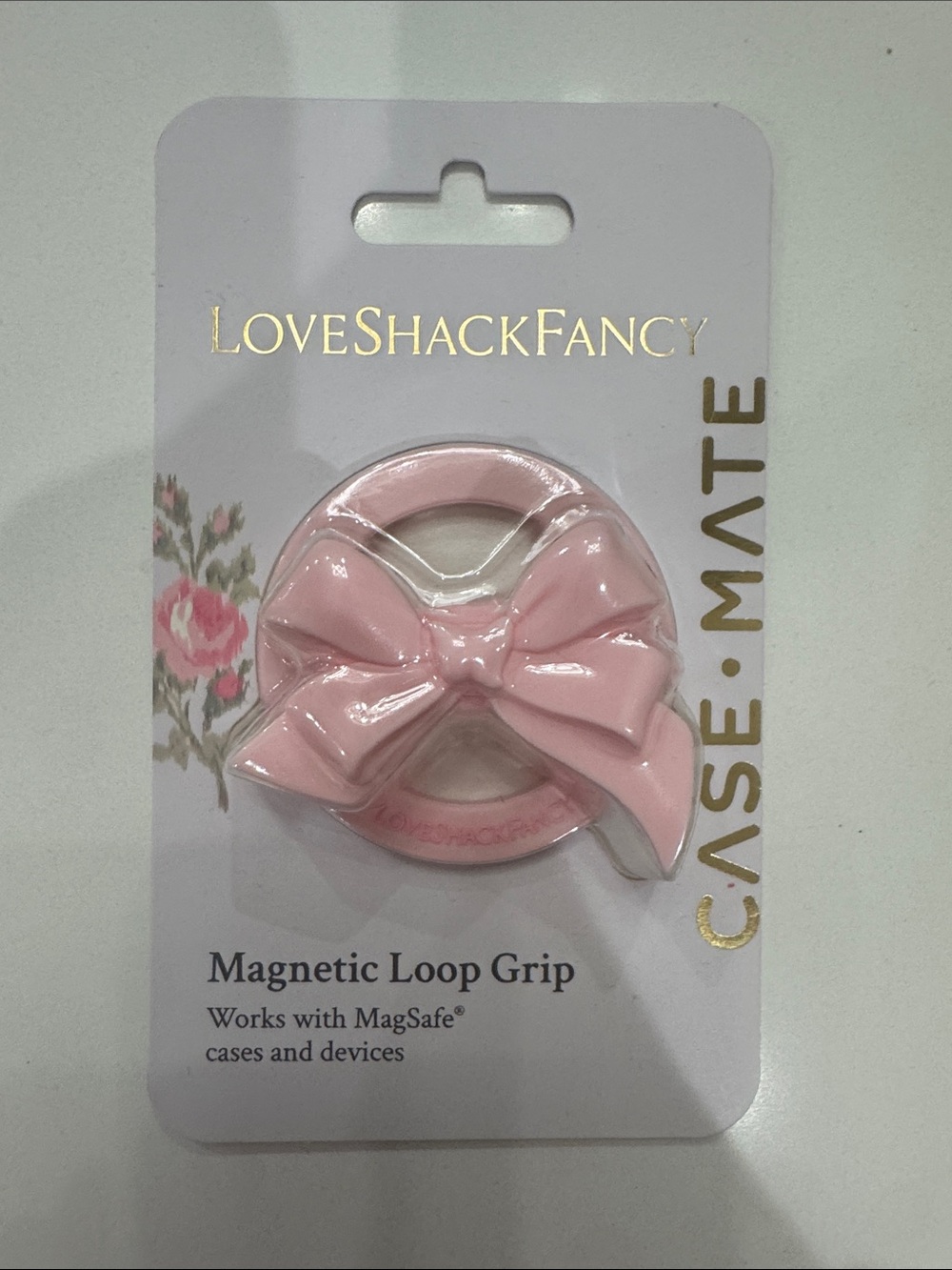 LoveShackFancy x Case-Mate Magnetic Loop Grip • Pink Bow MagSafe NWT